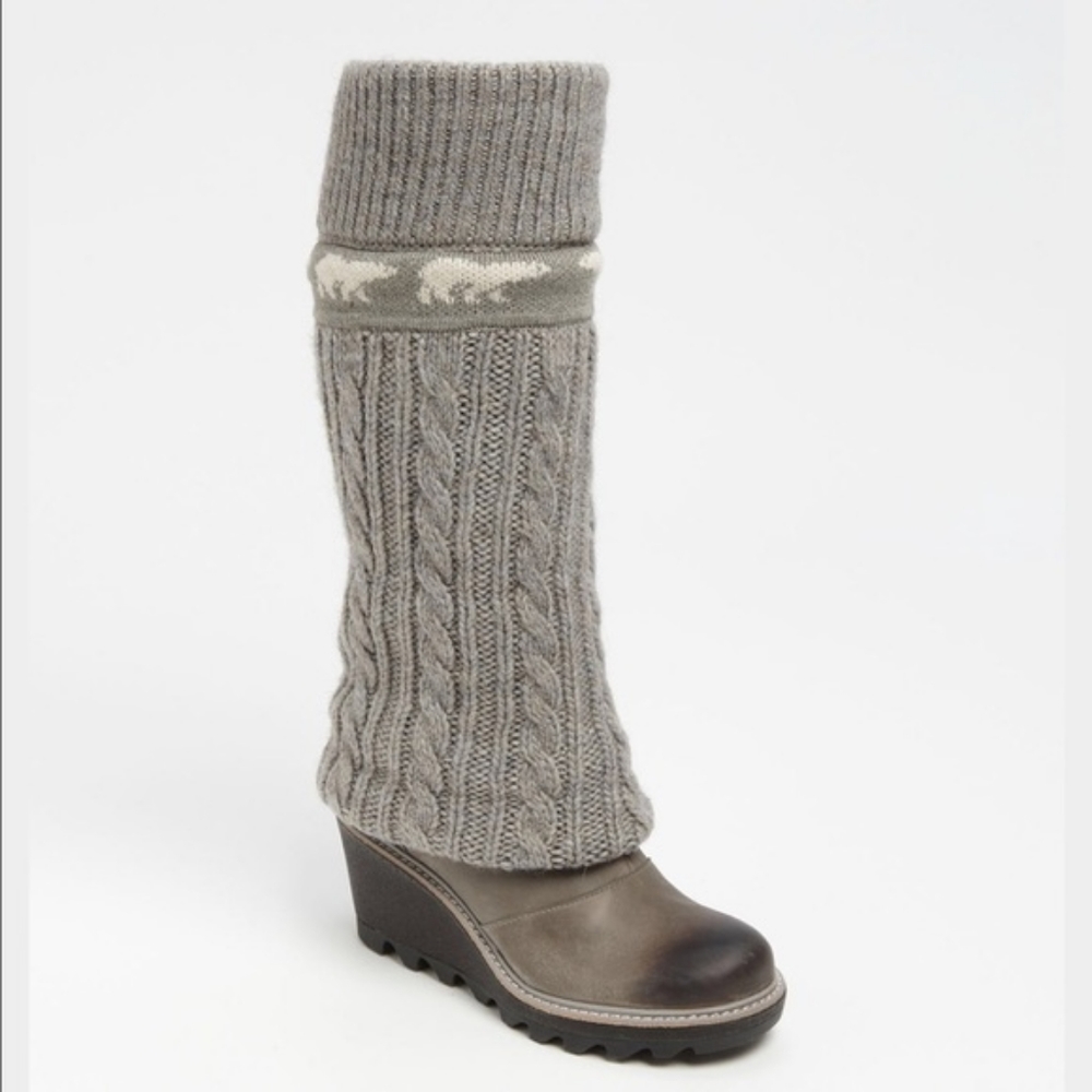 SOREL crazy cable wedge heel calf boots 7